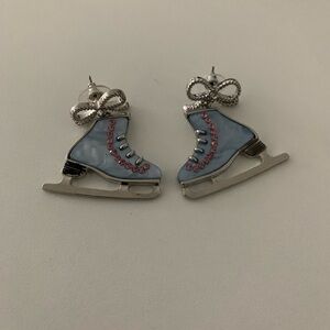 Blue and Silver Ice Skate Earrings